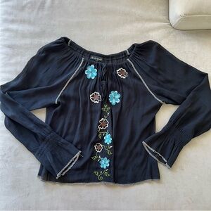 2000s boho cottage core Bebe blouse